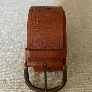 Fossil Brown Leather Belt with Cutout Design